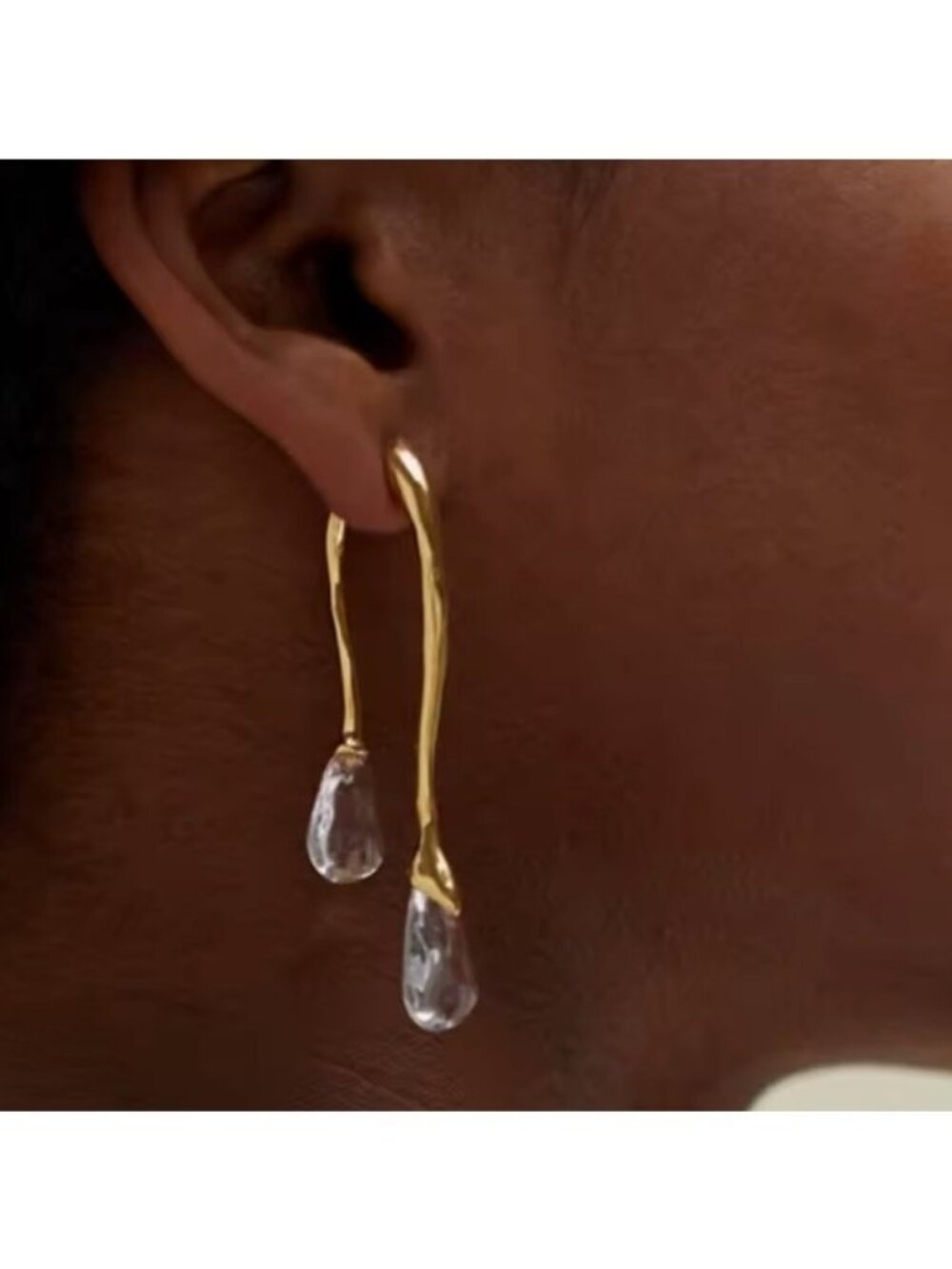 Anthropologie Gold Sculptural Teardrop Earrings